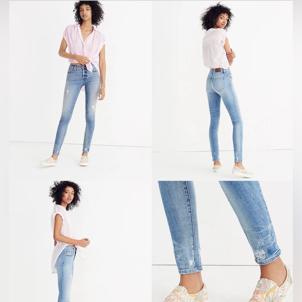 Madewell Petite 9" High-Rise Skinny Jeans: Destructed-Hem Edition Size 26S J0552
